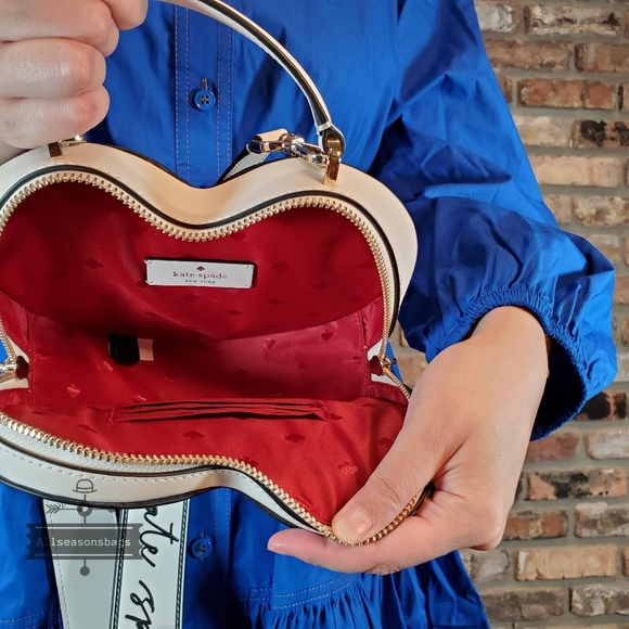 NWT AUTHENTIC KATE SPADE LOVE SHACK KS PRINT GUITAR STRAP HEART CROSSBODY - Picture 5 of 9